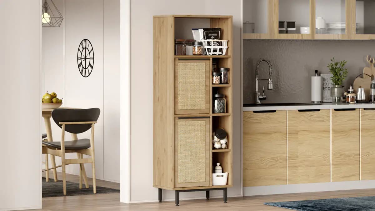 Casarredo Skříňka na mikrovlnku IGUALA - dub/jutový vzor - náhled 5
