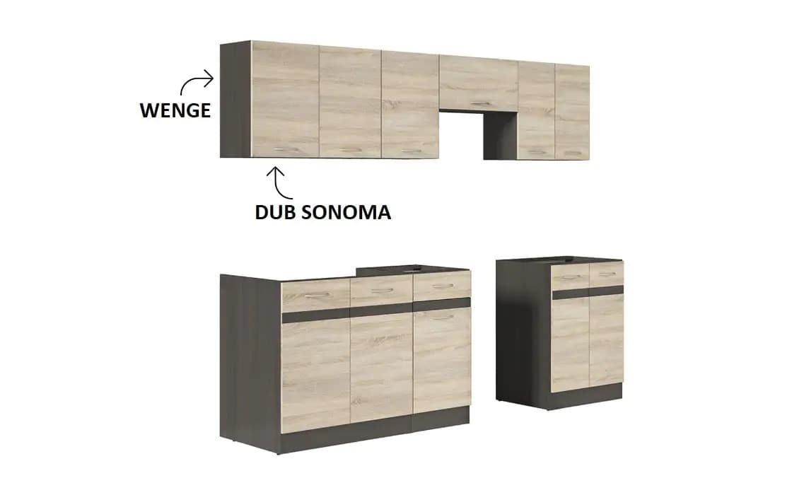 BRW Kuchyňská skříňka Junona Line D2D/50/195-L Wenge/dub sonoma (obr. 1) - náhled 4