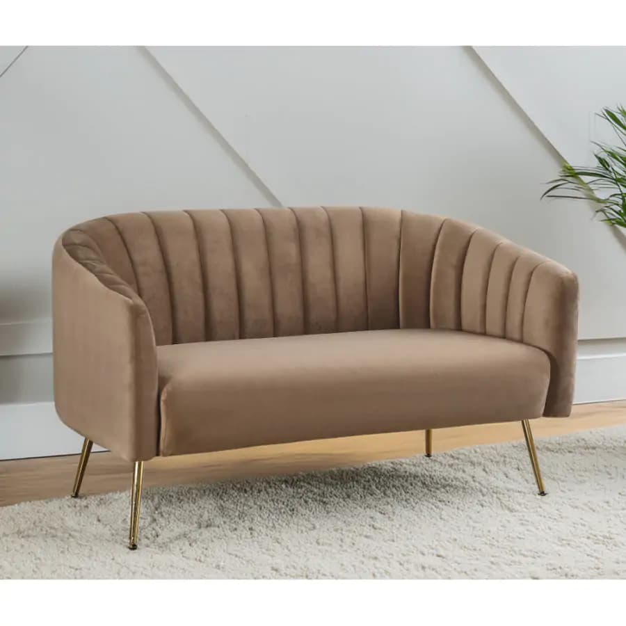 Tempo Kondela Designový 2-sed BAGY - hnědá/gold chrom-zlatý - náhled 3
