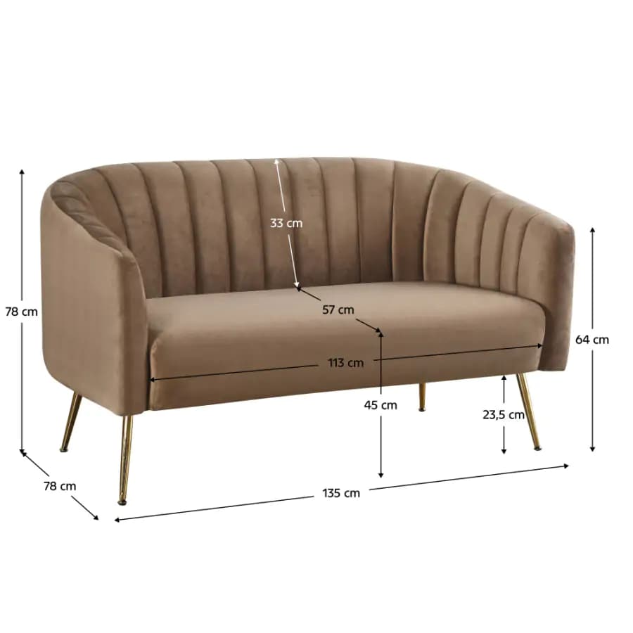 Tempo Kondela Designový 2-sed BAGY - hnědá/gold chrom-zlatý - náhled 4