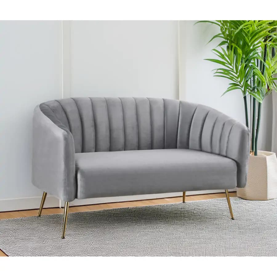 Tempo Kondela Designový 2-sed BAGY - šedá/gold chrom-zlatý - náhled 3