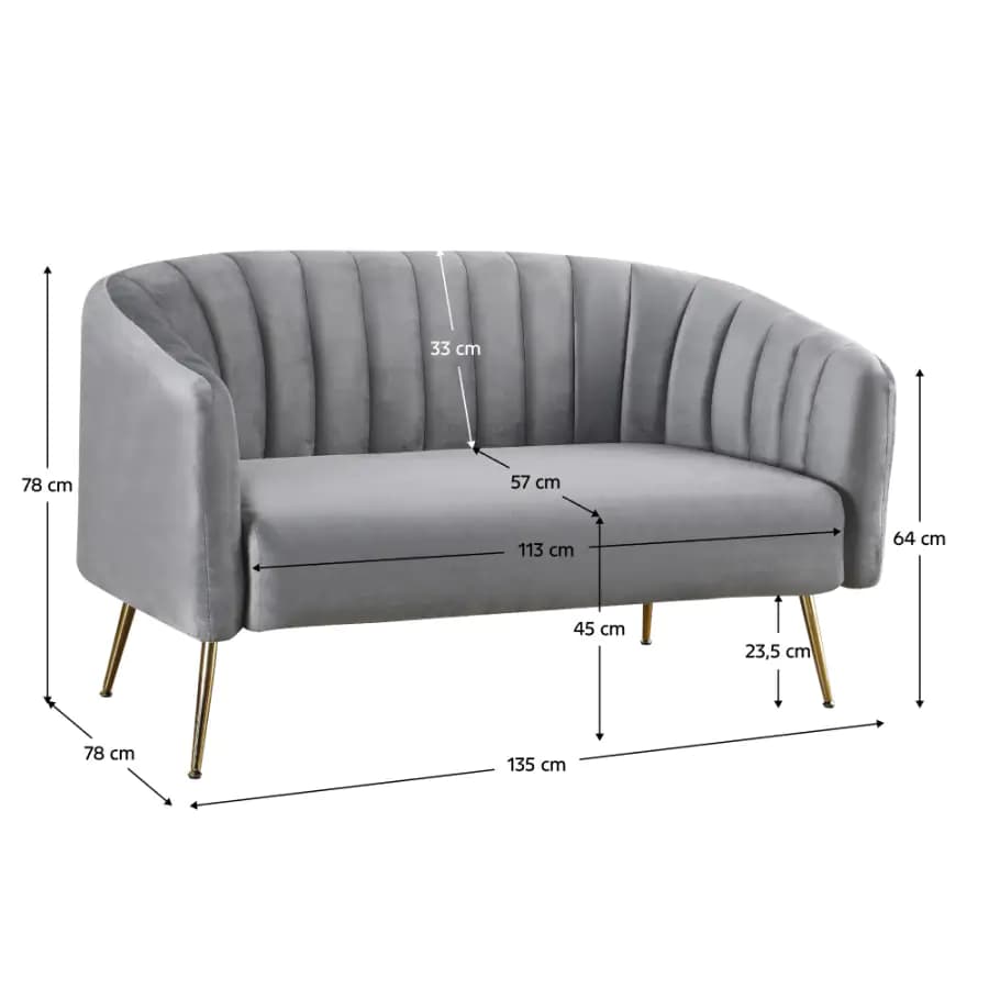 Tempo Kondela Designový 2-sed BAGY - šedá/gold chrom-zlatý - náhled 4