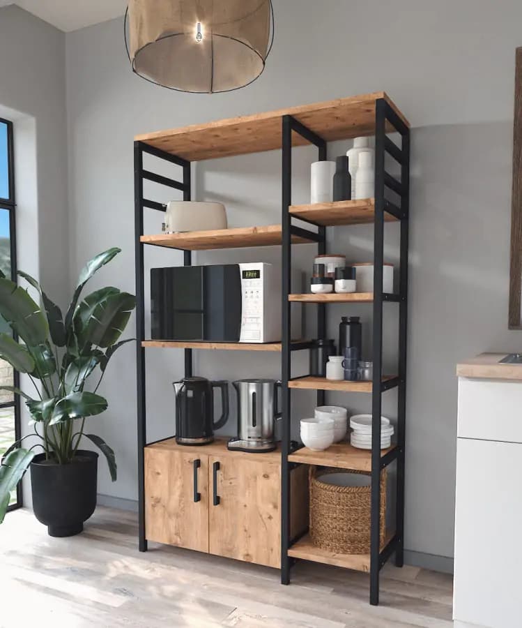 Casarredo Kuchyňský regál 2D FLAGEN - borovice/černá