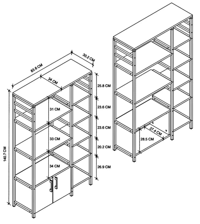 Casarredo Kuchyňský regál 2D FLAGEN - borovice/černá - náhled 3