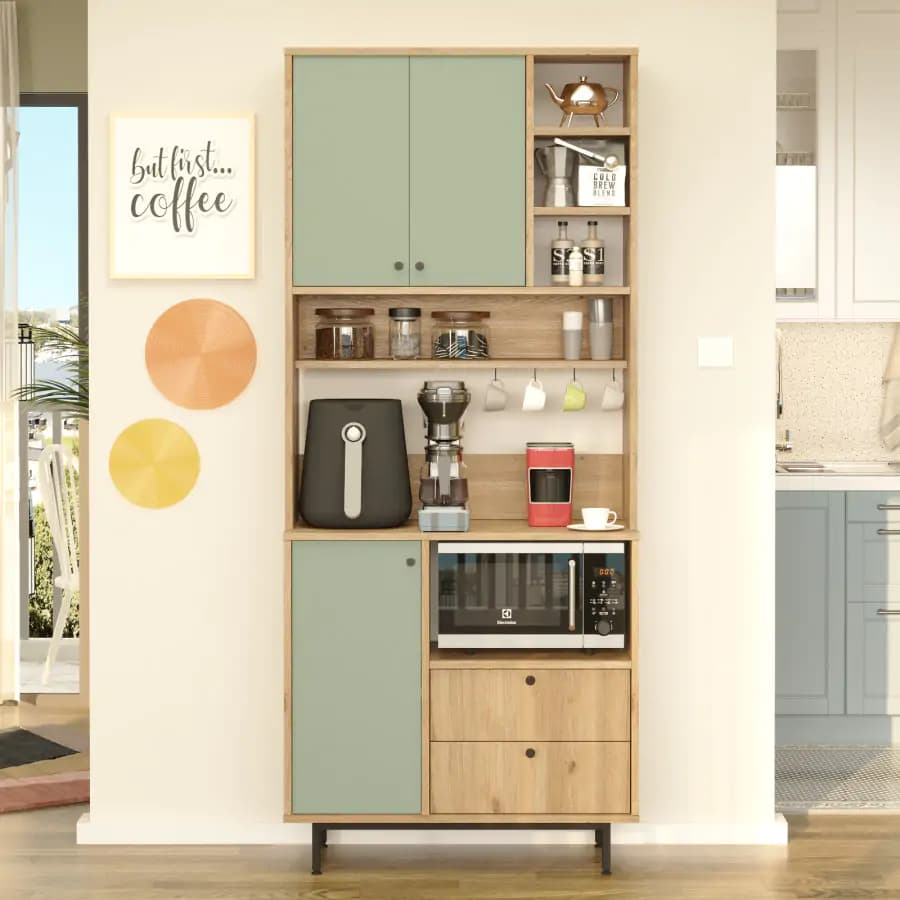 Casarredo Kuchyňská skříň ZAMORA - dub/zelená