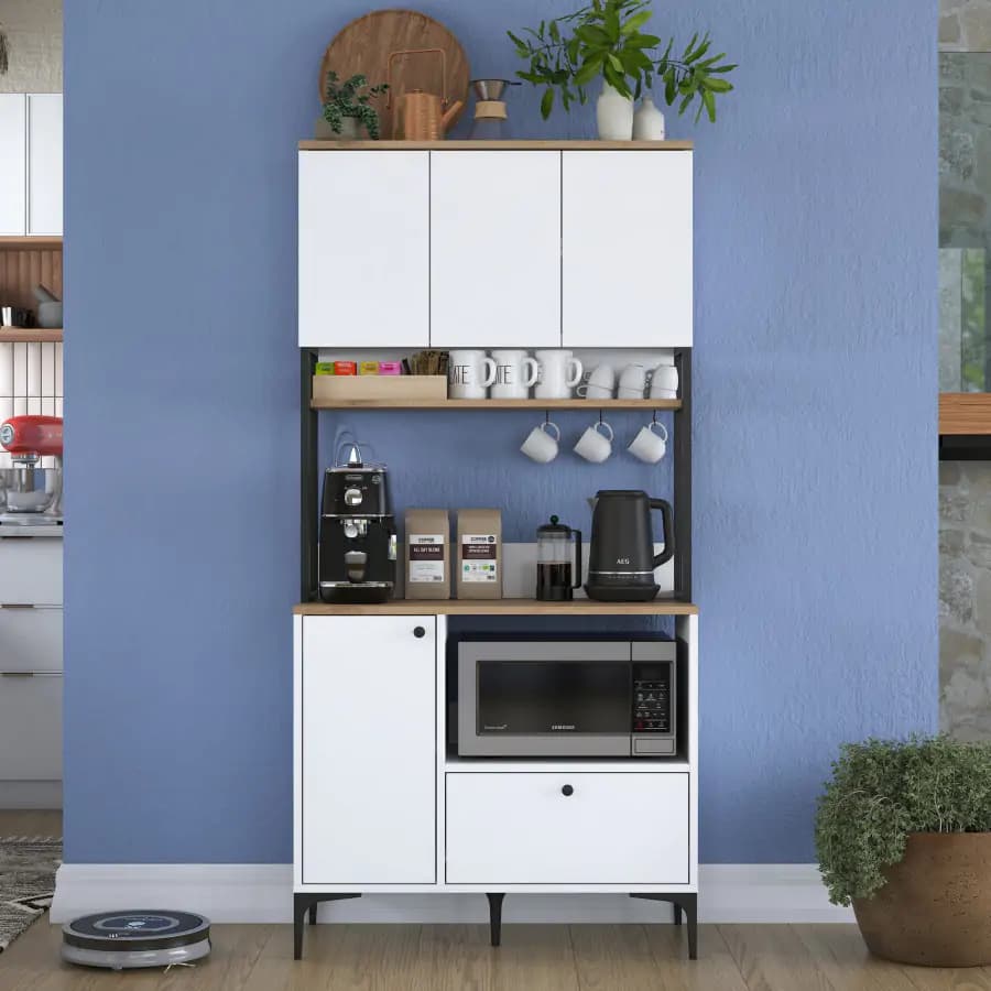 Casarredo Kuchyňská skříň STAITI - bílá/ořech - náhled 2