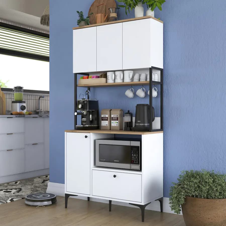 Casarredo Kuchyňská skříň STAITI - bílá/ořech - náhled 3