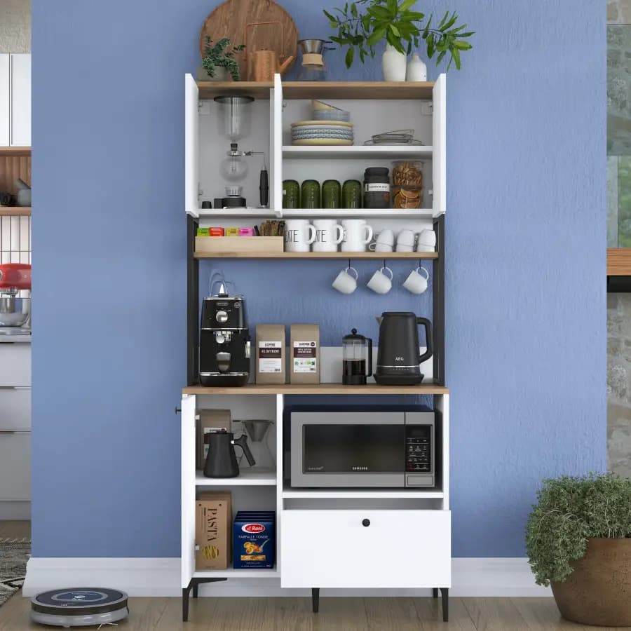 Casarredo Kuchyňská skříň STAITI - bílá/ořech - náhled 4