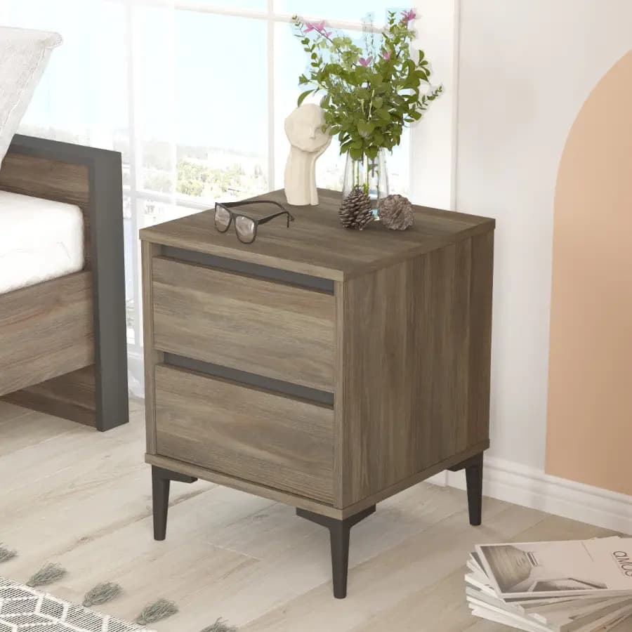 Casarredo Noční stolek GARBER - ořech/šedá