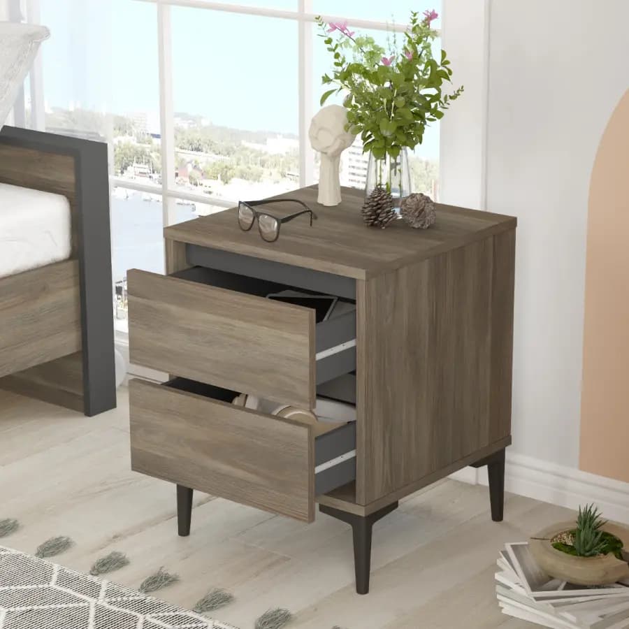 Casarredo Noční stolek GARBER - ořech/šedá - náhled 3