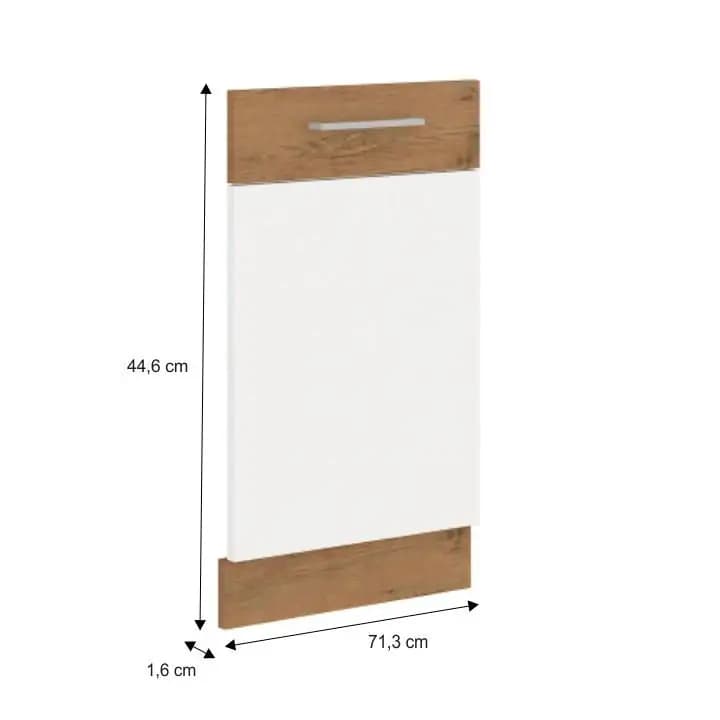 Tempo Kondela Dvířka na vestavnou myčku nádobí VEGA ZM 713x446 - dub lancelot / bílá extra vysoký lesk HG - náhled 2