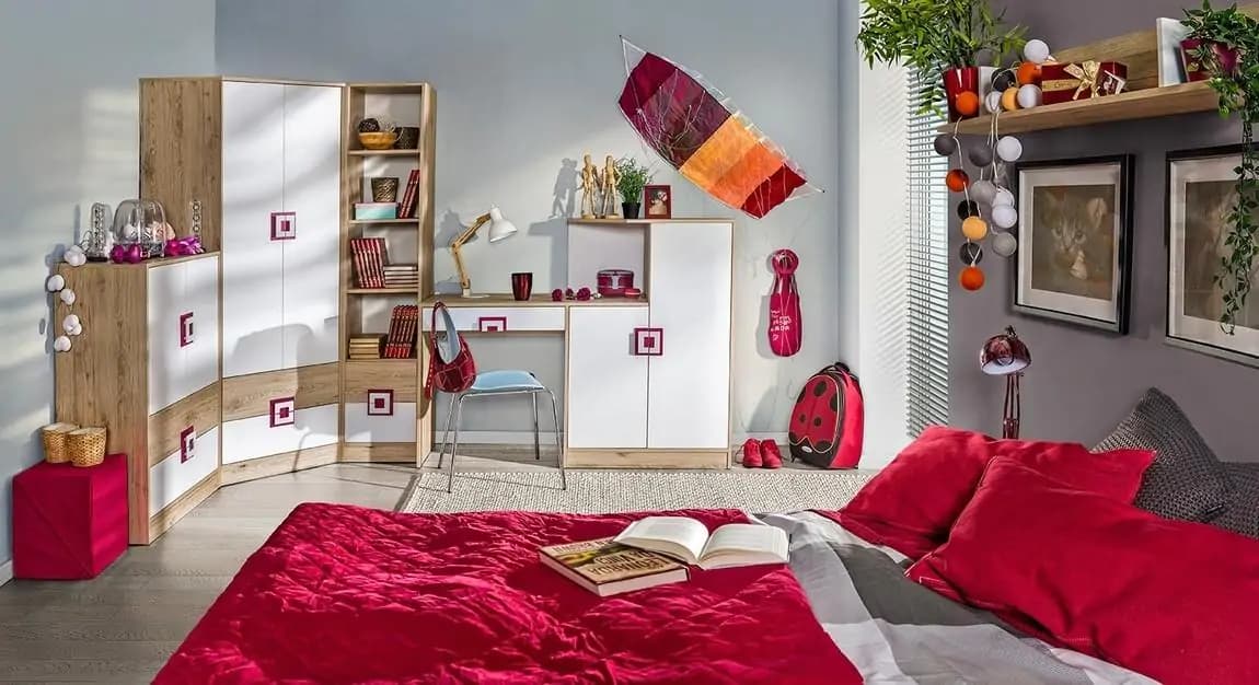 Casarredo Pracovní stůl NIKO 10 dub jasný/bílá/růžová - náhled 3