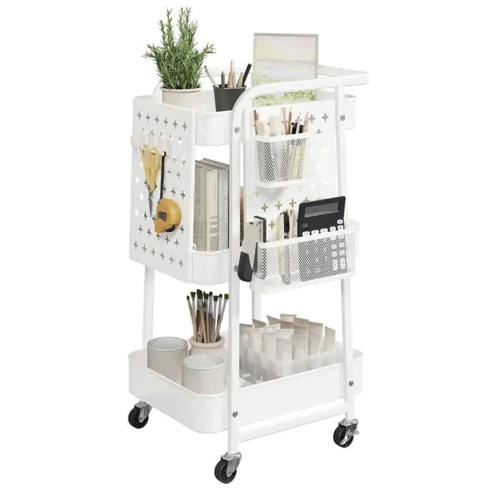 Autronic Pojízdný regál APV-E1037 WT - bílá