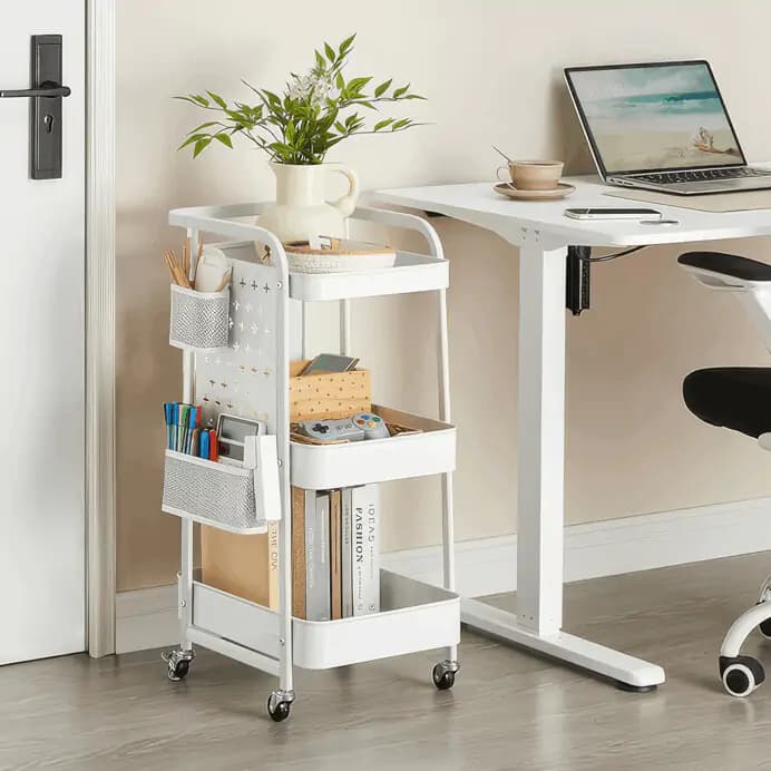 Autronic Pojízdný regál APV-E1037 WT - bílá - náhled 2