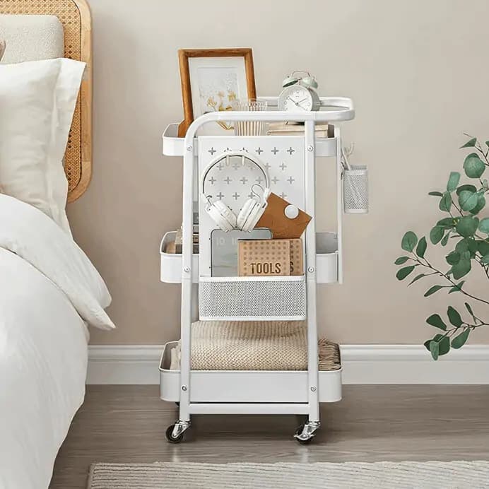 Autronic Pojízdný regál APV-E1037 WT - bílá - náhled 3