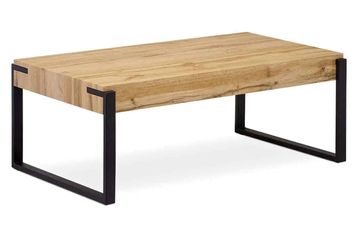 Autronic Konferenční stolek AHG-250 OAK - divoký dub / černý matný kov