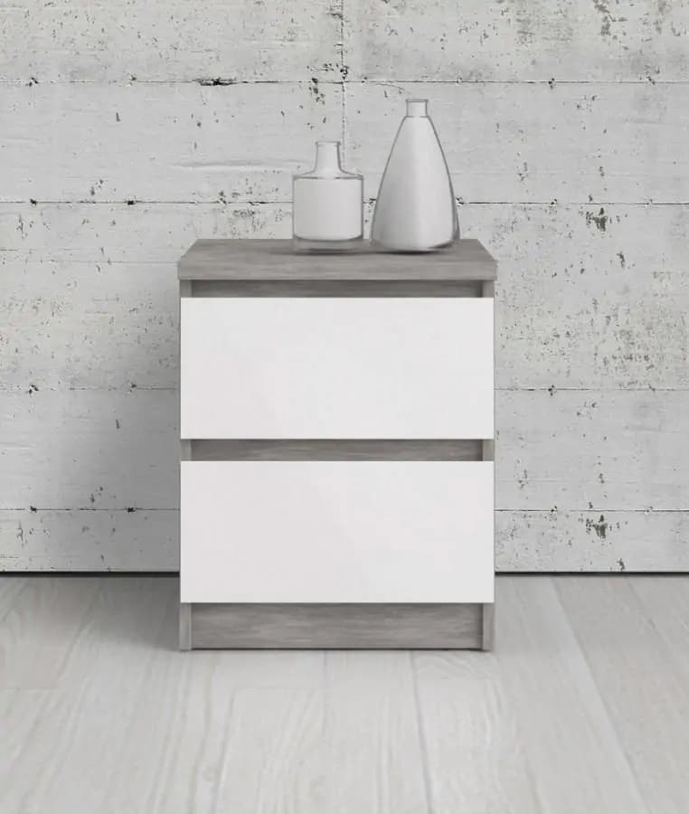 Falco Noční stolek Simplicity 230 beton/bílý lesk - náhled 2