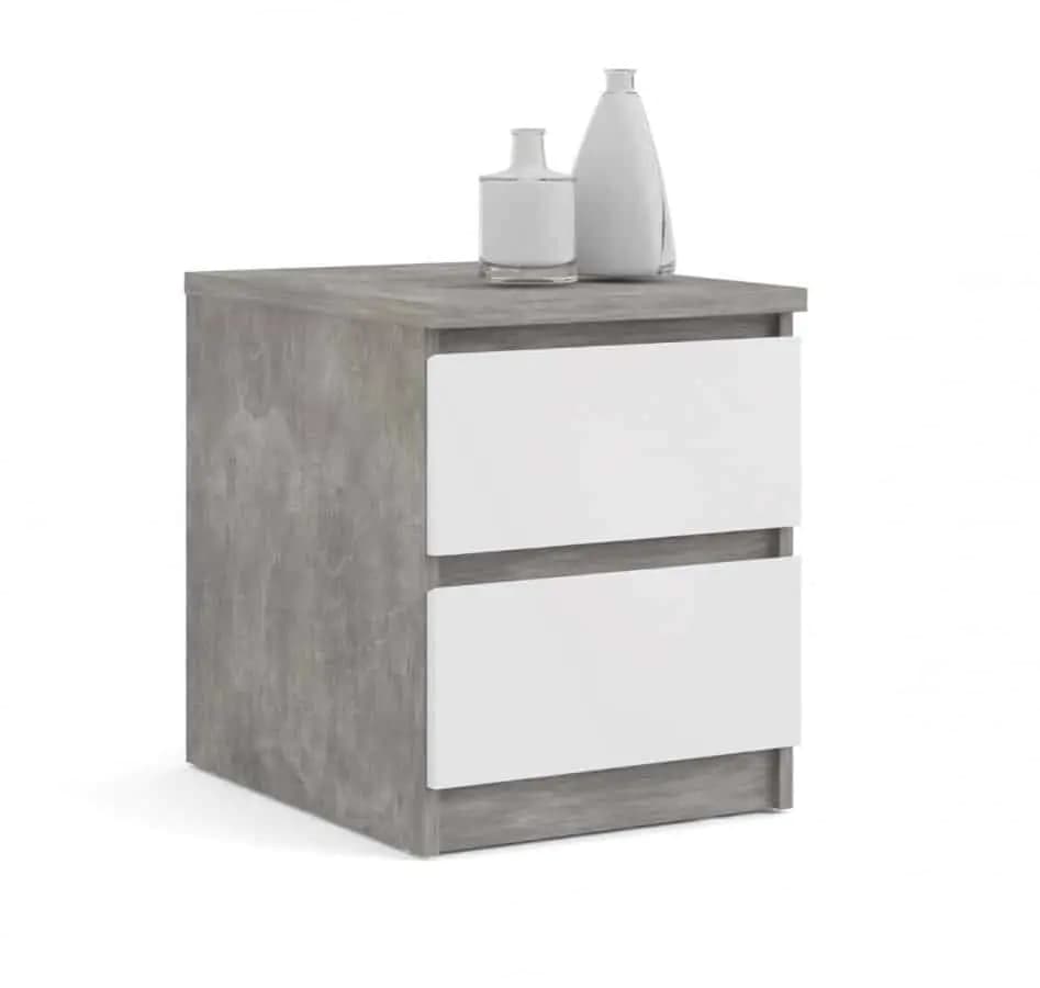 Falco Noční stolek Simplicity 230 beton/bílý lesk - náhled 3