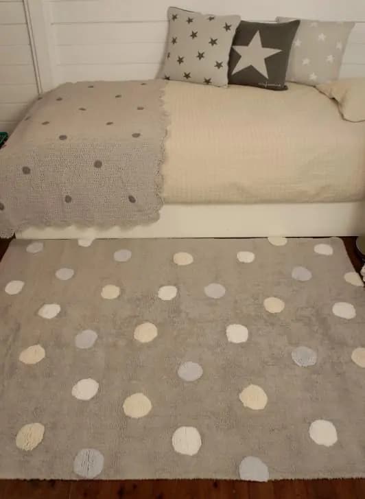 Lorena Canals Pro zvířata: Pratelný koberec Tricolor Polka Dots bílá, žlutá, modrá, šedá 120x160 cm - náhled 4