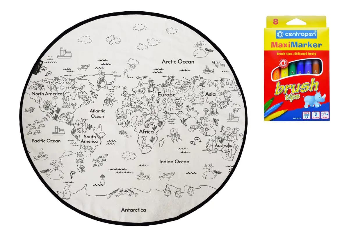 Butter Kings  KOBEREC OMALOVÁNKY Colouring world bílá, černá 130x130 (průměr) kruh