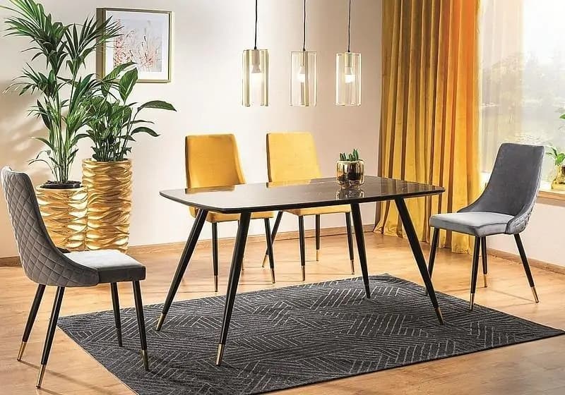 Casarredo Jídelní stůl CYRYL I 140x80 černá/zlatá - náhled 2