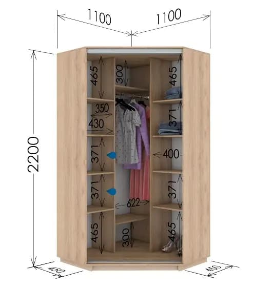 Casarredo Šatní skříň rohová CORA 110/220 artisan/zrcadlo - náhled 2