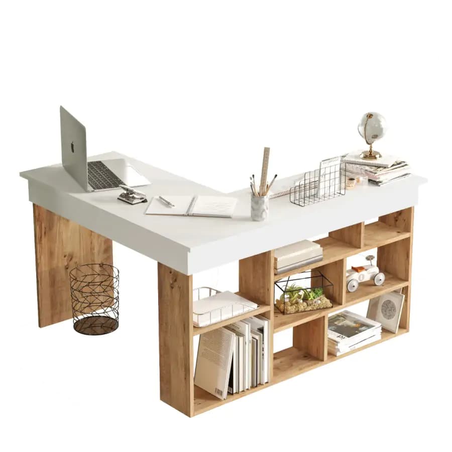 Casarredo Rohový psací stůl LUKA, borovice/bílá