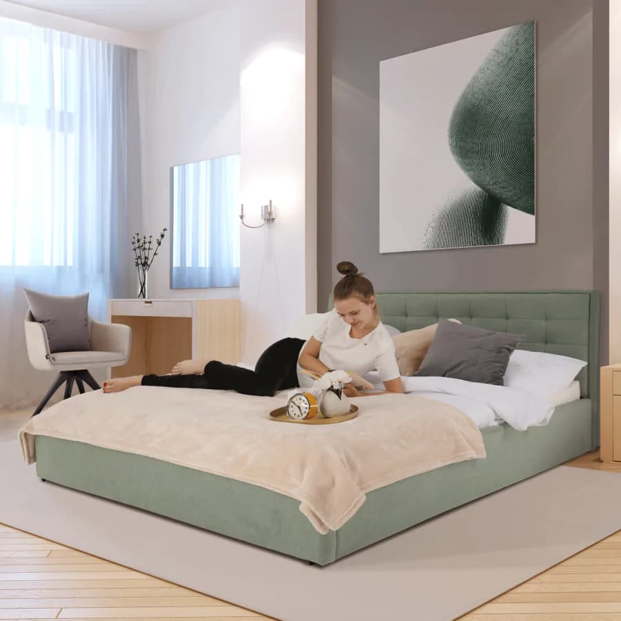 Tempo Kondela Postel ELSIE 160x200 cm - mentolová - náhled 3