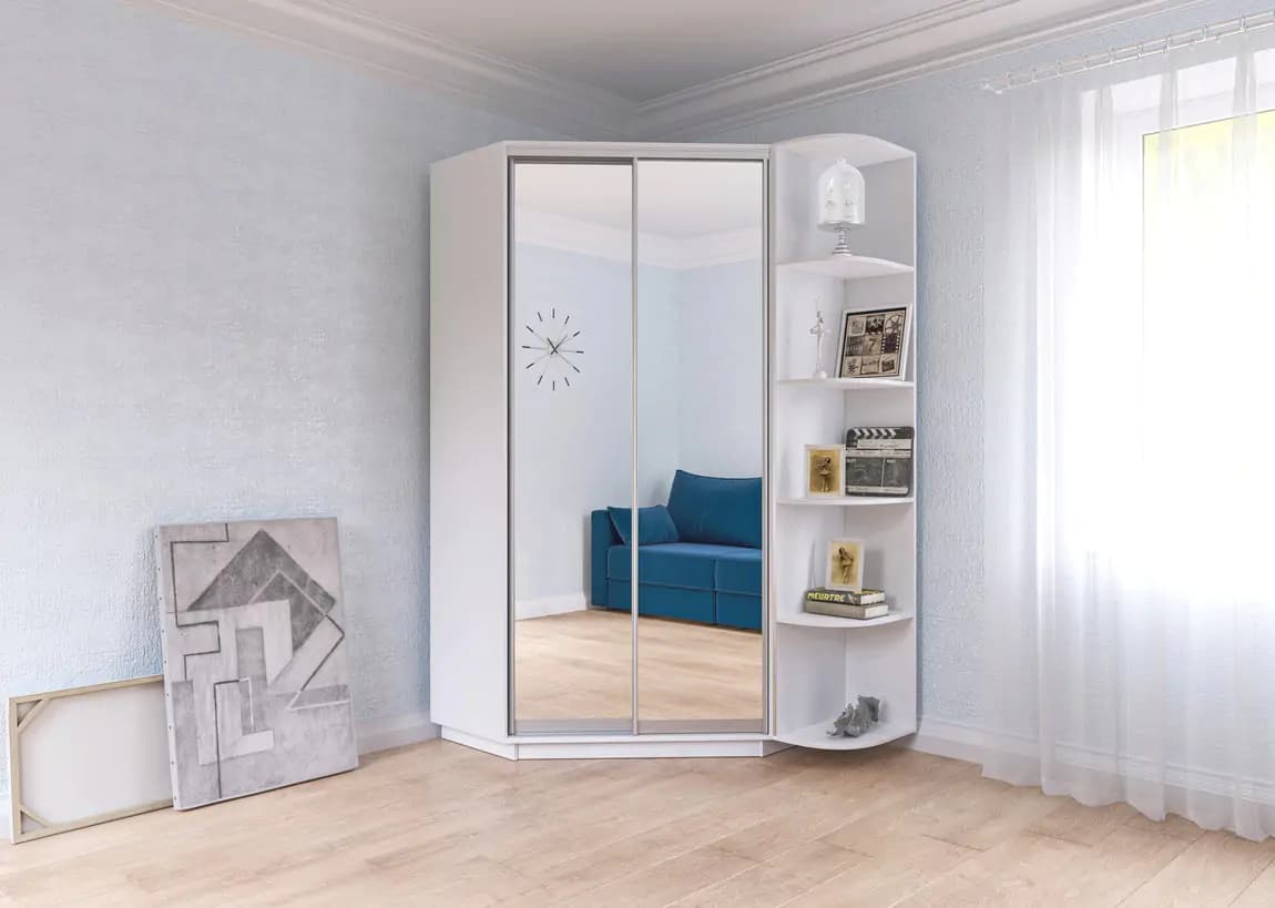 Casarredo Šatní skříň rohová CORA 110/220 - bílá/zrcadlo - náhled 3