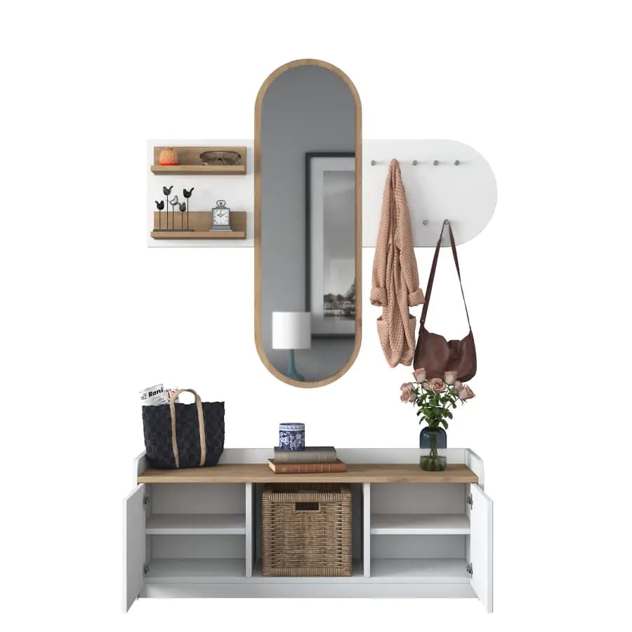 Casarredo Předsíňová stěna RIVOLI - bílá/ořech