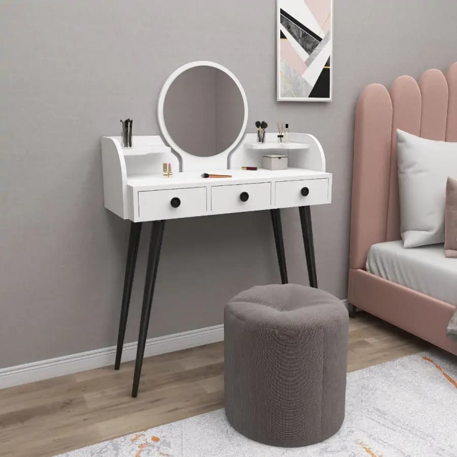 Casarredo Toaletní stolek MIKRI se zrcadlem - bílá - náhled 4