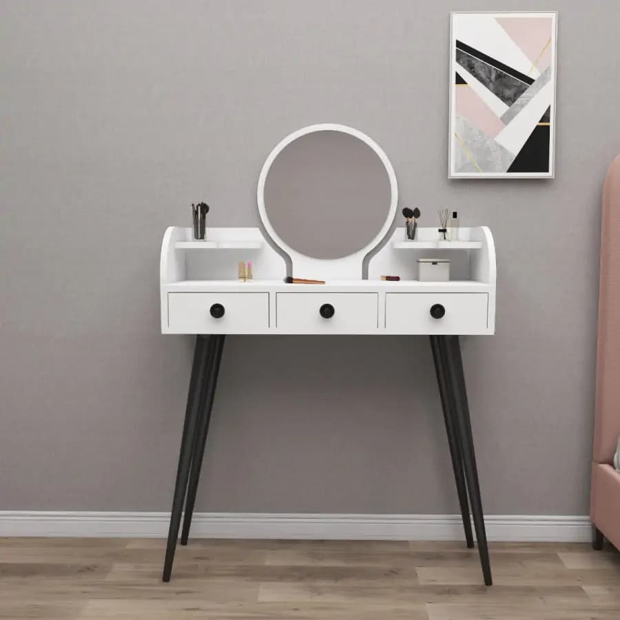 Casarredo Toaletní stolek MIKRI se zrcadlem - bílá - náhled 3