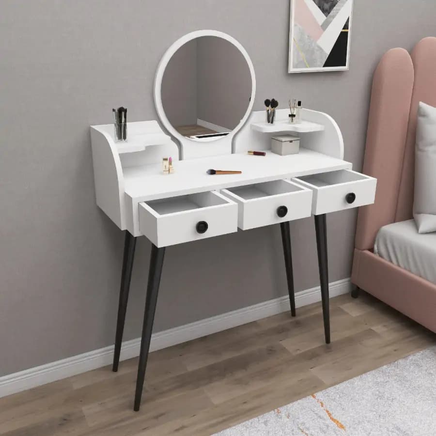 Casarredo Toaletní stolek MIKRI se zrcadlem - bílá - náhled 2