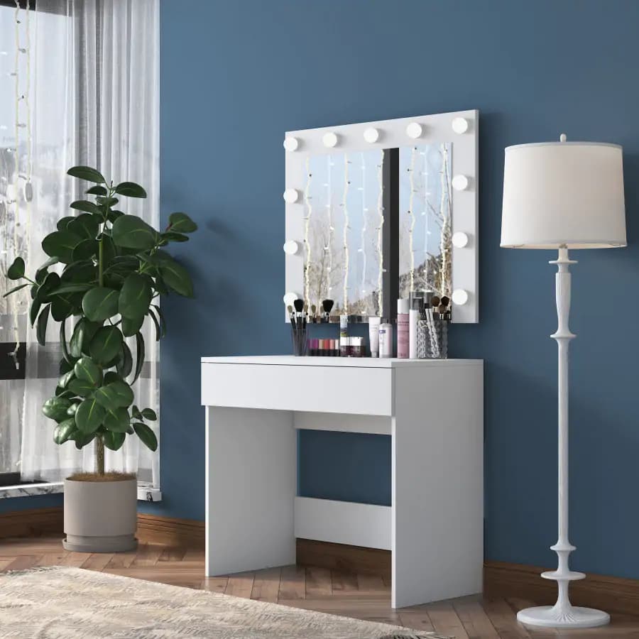 Casarredo Toaletní stolek NARZOLE se zrcadlem - bílá - náhled 4