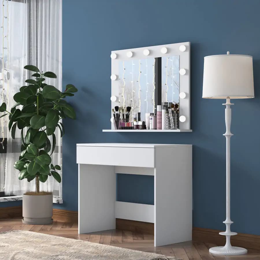 Casarredo Toaletní stolek NARZOLE se zrcadlem - bílá - náhled 5