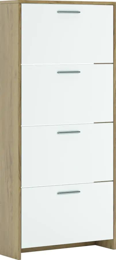 Casarredo Výklopný botník DUGAS 4D - bílá/dub