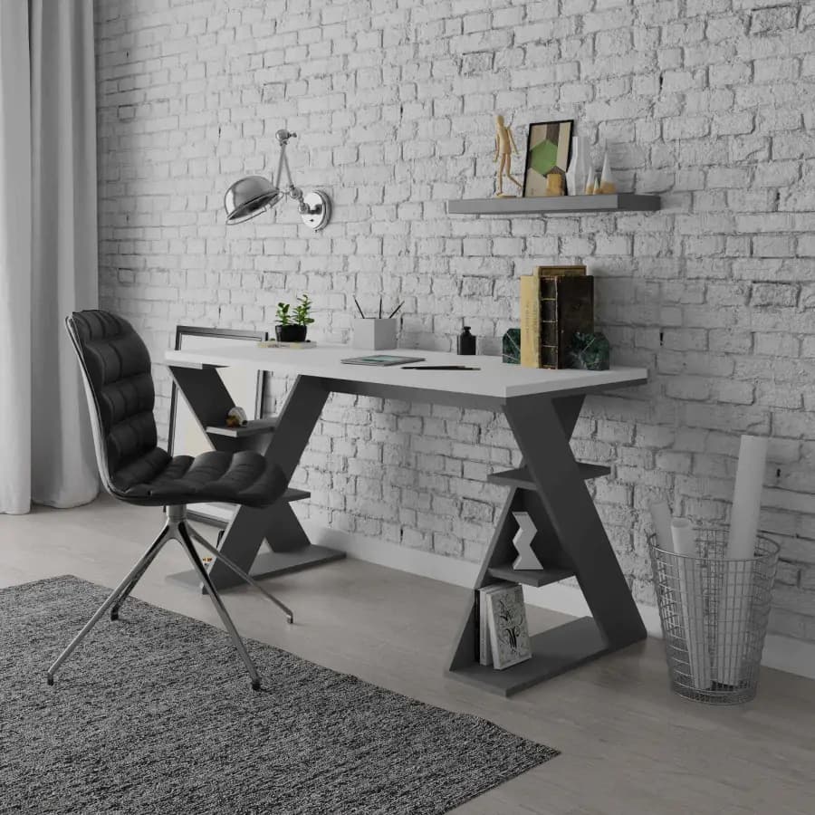 Casarredo Psací stůl POLYXENA - bílý / antracit