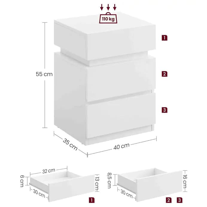 Autronic Noční stolek ANT-E1163 WT - náhled 4