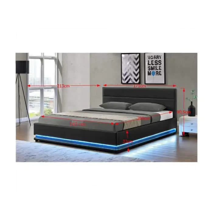 Tempo Kondela Manželská postel BIRGET NEW s LED osvětlením, 163x200 - černá - náhled 2