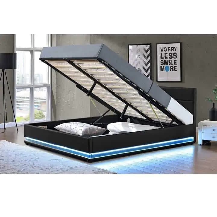 Tempo Kondela Manželská postel BIRGET NEW s LED osvětlením, 163x200 - černá - náhled 3