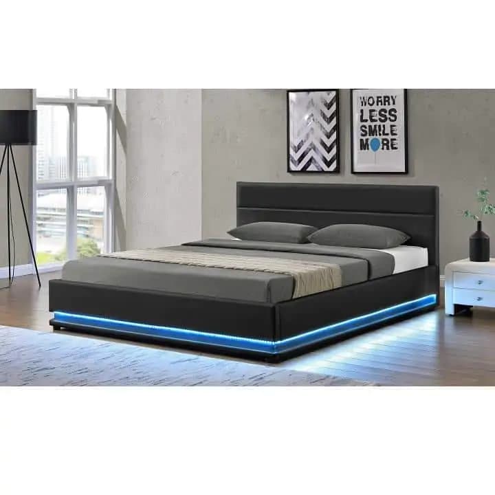 Tempo Kondela Manželská postel BIRGET NEW s LED osvětlením, 163x200 - černá - náhled 4
